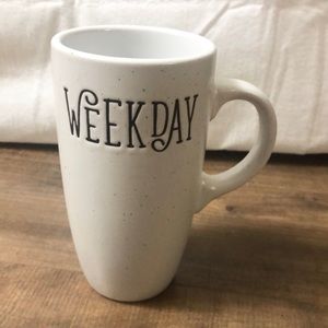 weekday tall white latte mug